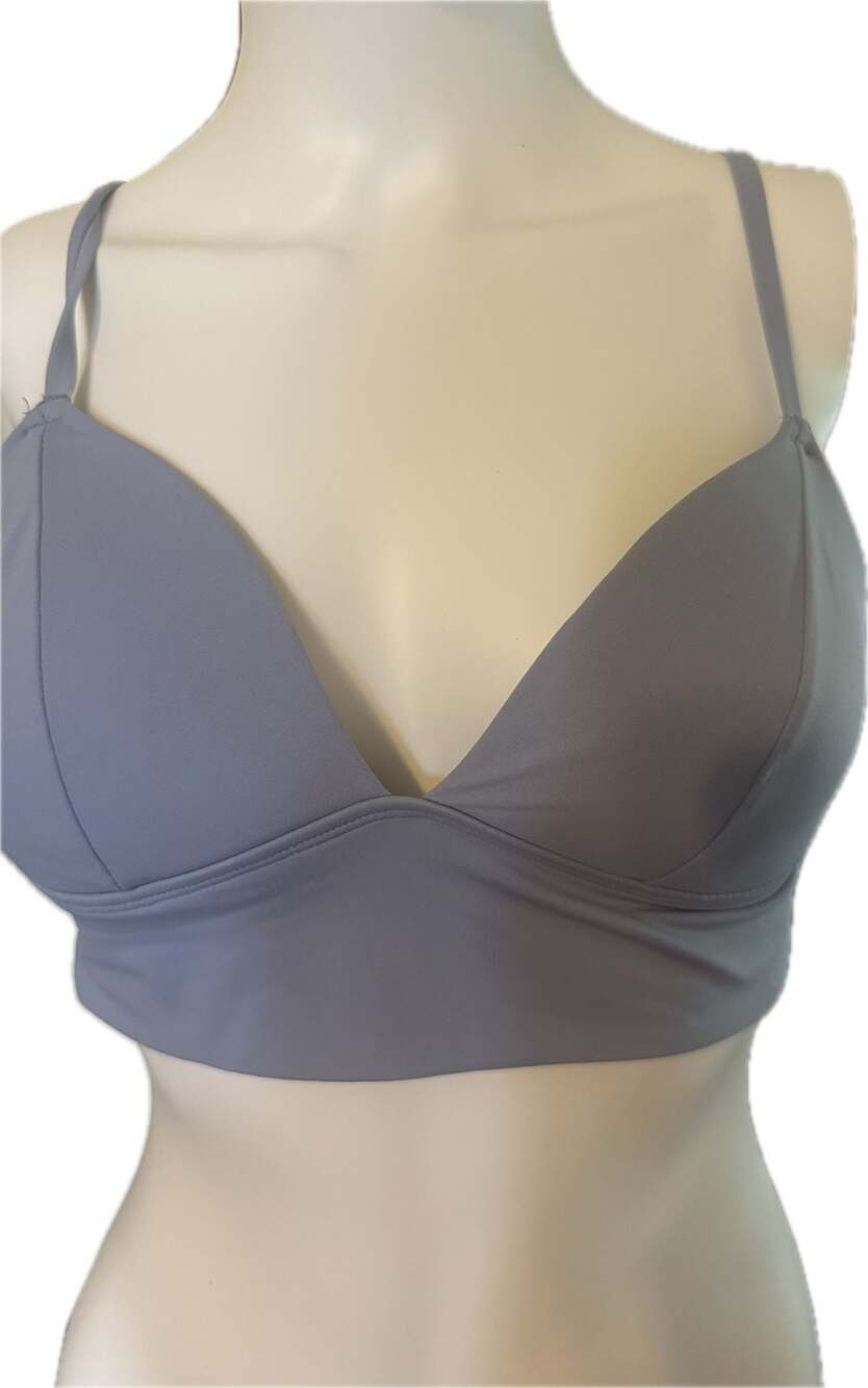 Adore Me Women's Solid Grey Longline Bikini Swim‎ Top